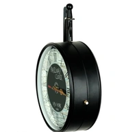 Keeratly Vintage Railway Clock Two Side Metal Wall Clock (Clock - 8 Inch) -  Free Size,  Black, Metal,  Station Watch, Pack of1